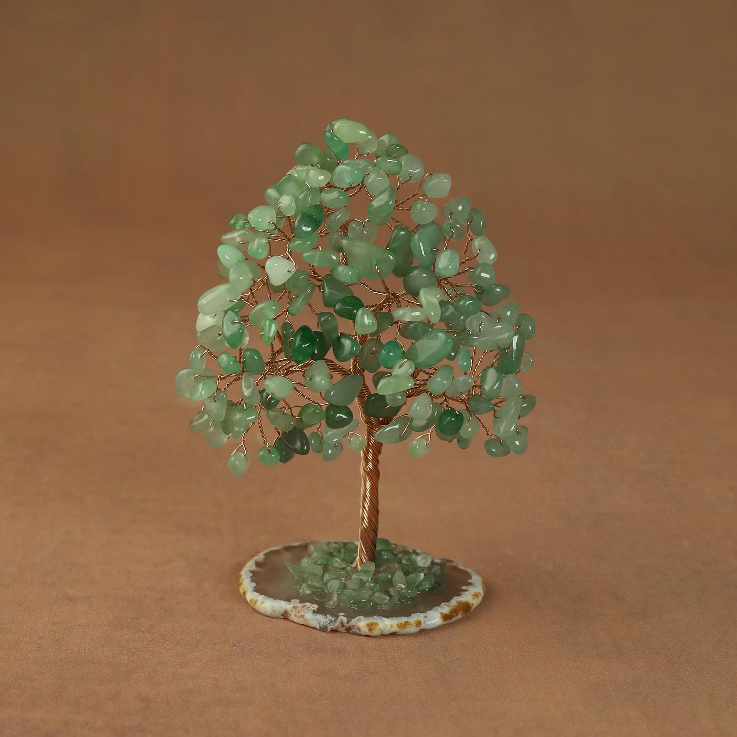Grüner Aventurin Kristall Lebensbaum mit Natürlicher Jadebasis Edelstein Bonsai aus 135 Natursteinen ca. 11 cm Handgefertigte Feng Shui Deko Liebevolles Geschenk