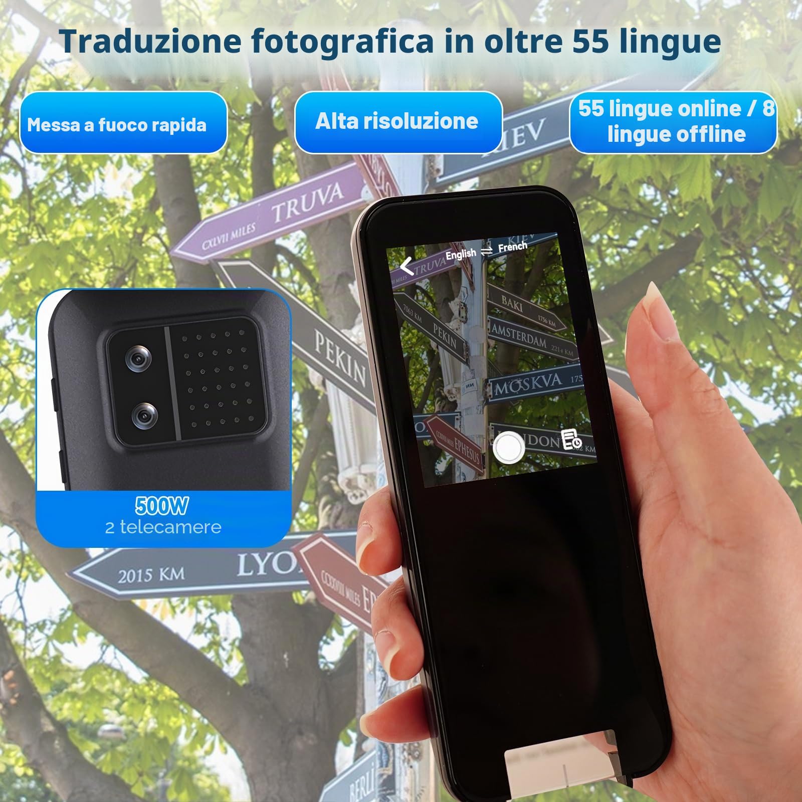 Scan Reader Pen - Penna di traduzione per 113 lingue per bambini e studenti con dislessia, scansione offline e traduzione vocale in 8 lingue, supporta la scansione in testo e traduzione di foto