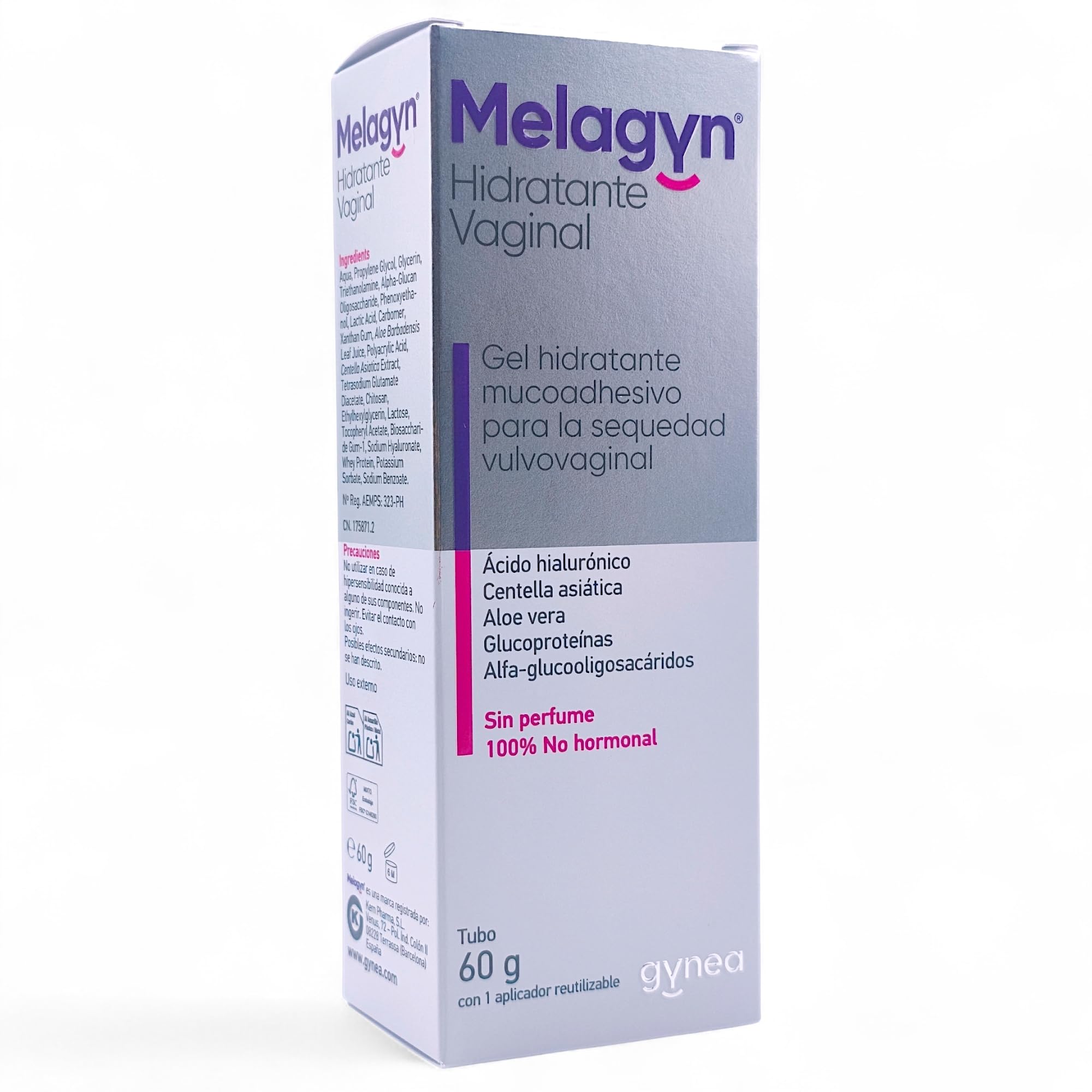 Gynea Melagyn Hidratante Vaginal 60gr - Con Aloe Vera, Ácido Láctico y Ácido Hialuronico - Mucoadhesivo - Gel No Hormonal - Para Sequedad Vaginal