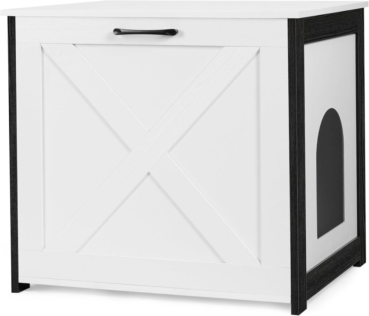 Dwanton Cat Litter Box Furniture Hidden, Cat Litter Box Enclosure, Reversible Entrance Can Be on Left or Right Side, Indoor Cabinet, Wooden Washroom, End Table, Nightstand, White, 23.6" L 23.6 x 19.7 x 21.7 Inches White