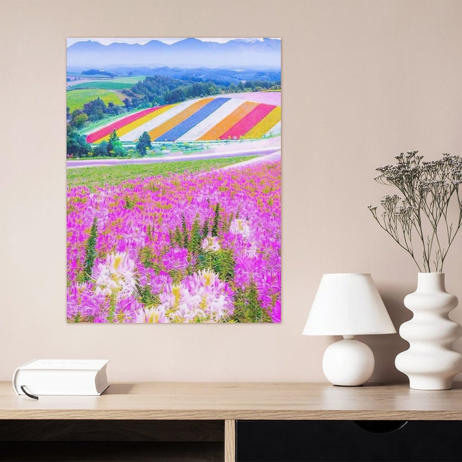 Amazon.co.jp: 絵画 日本の虹の花畑インテリア 絵画 多層カラー