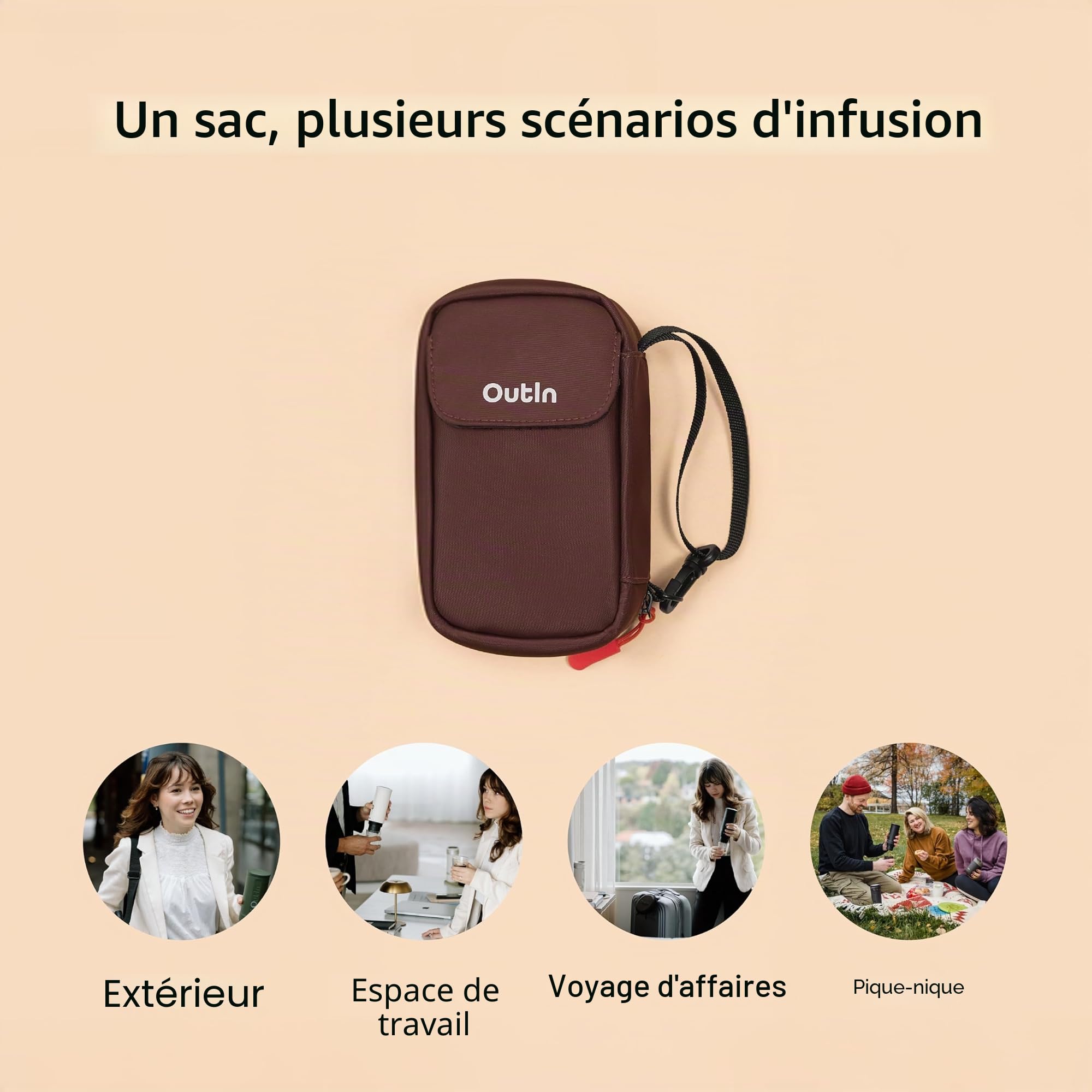 OutIn Trousse d'Équipement, Pochette pour Accessoires de Machine à Café Portable, Organisateur de Poche Polyvalent, Rangement Sécurisé, Kit Barista Durable pour Camping-Car & Voyage