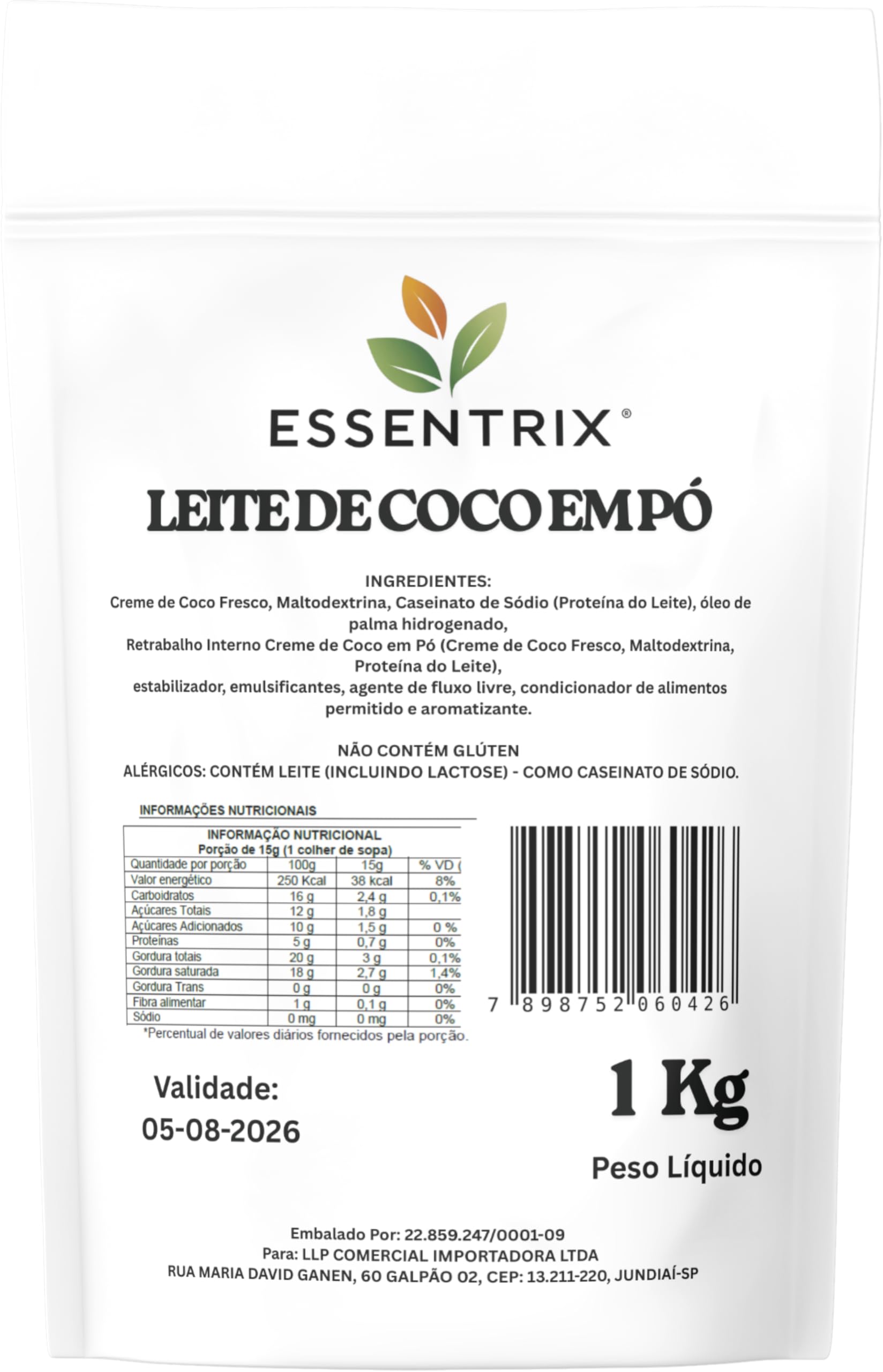 Leite de Coco em Po Essentrix 1Kg – Substituto do Leite em Po