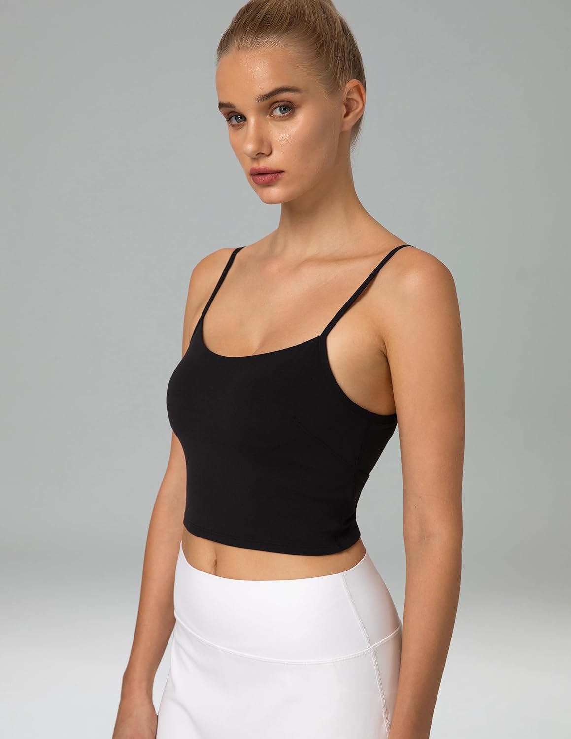 Colorfulkoala Women's Dreamlux Crop Tank Tops with Built in Bra Adjustable Spaghetti Strap Workout Yoga Camisole - Image 3