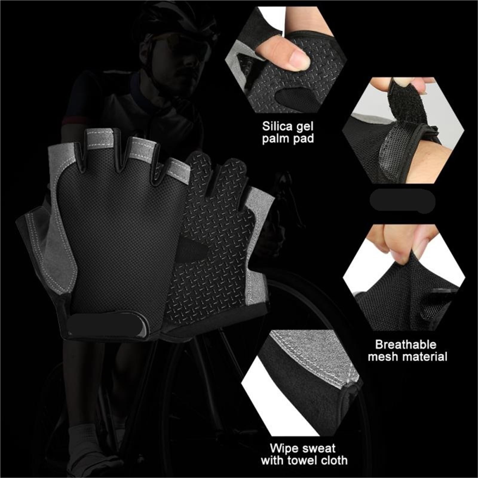 Home Essentials, Guanti da Palestra, Guanti da Palestra, Mezze Dita, Uomo Donna, Antiscivolo, Antiurto, Traspiranti, per Bicicletta, Senza Dita, per a