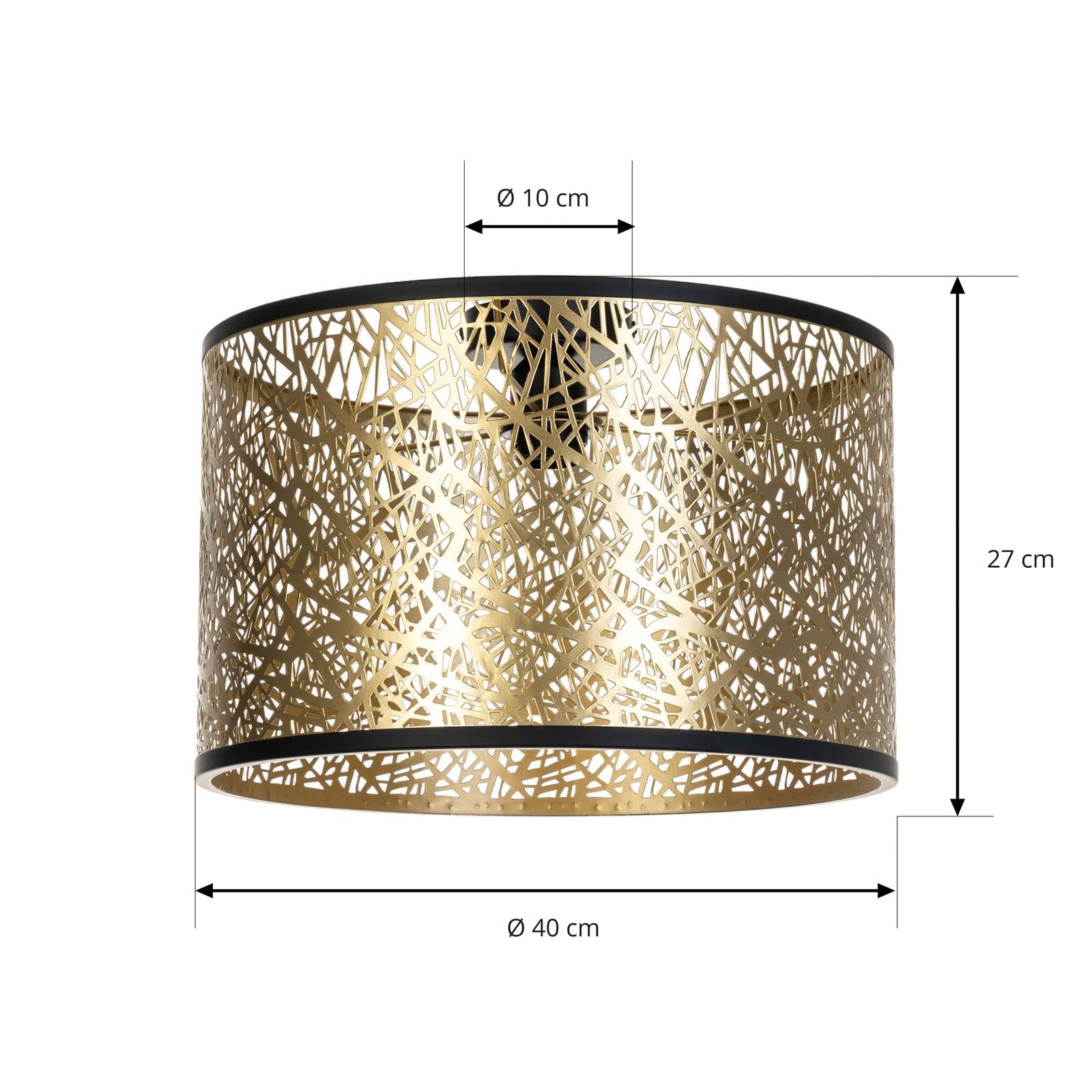 Lindby Plafonnier Yonah à intensité variable (Traditionnel) en Doré Textile e. a. pour Salon & Salle manger (1 lampe,à E27), Luminaire Lampe Plafond Eclerage Eclairage