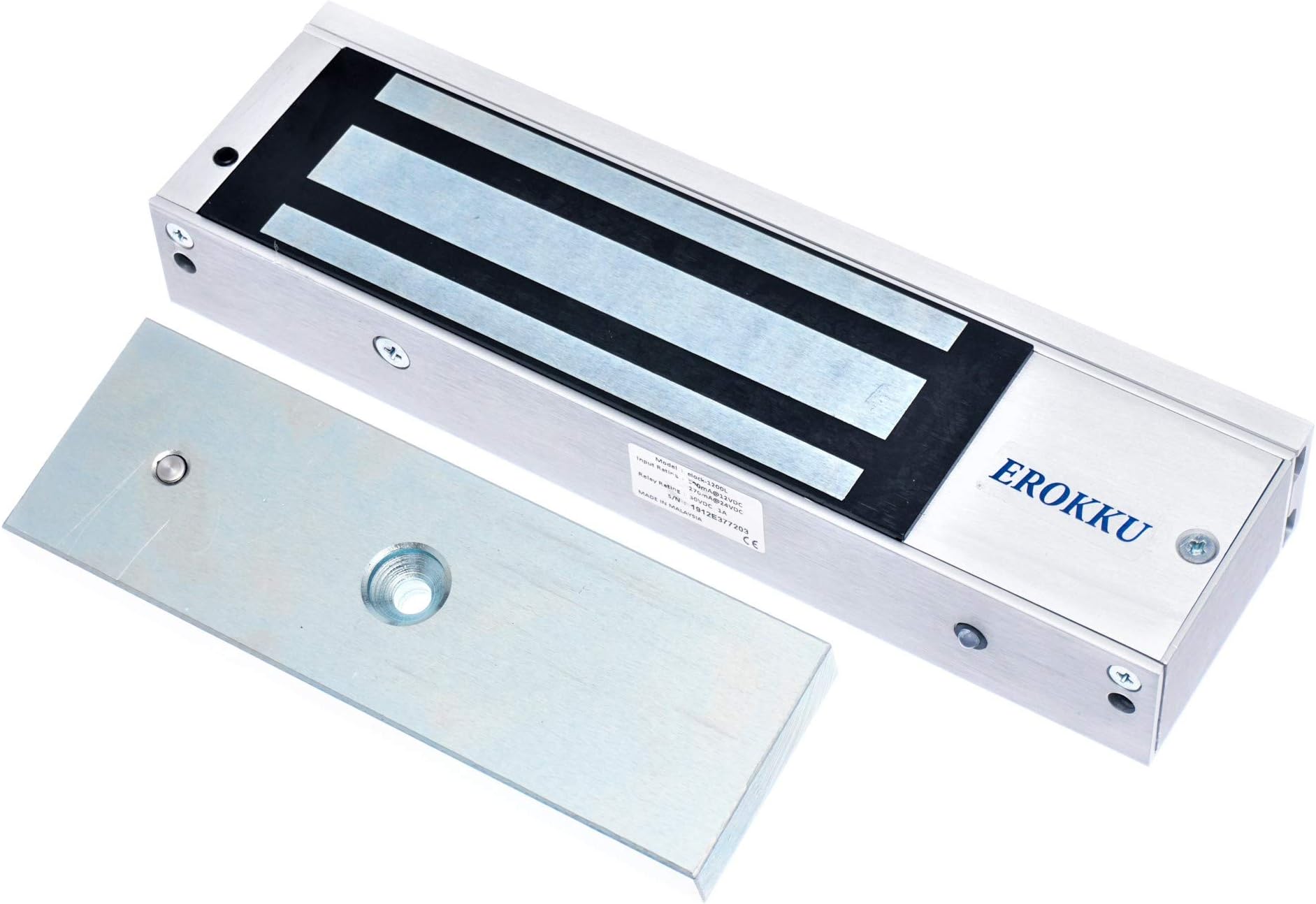 Elock 1200 lbs MagLock/Electromagnetic Lock with LED, UL Certified, Holding Force for Access Control 12/24VDC