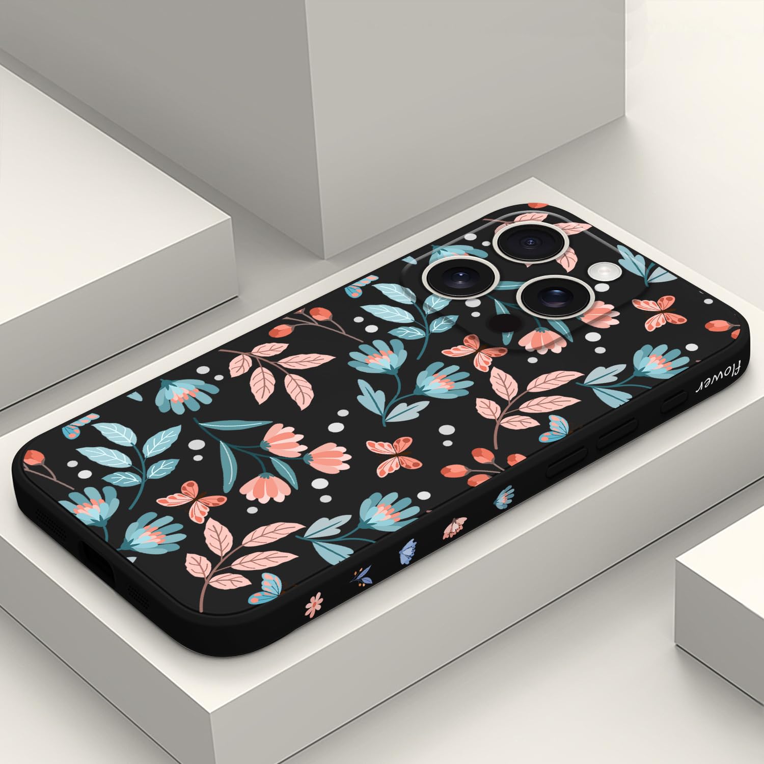 Coque iPhone 16 Pro silicone ultra fine microfibre feuille noire - 8