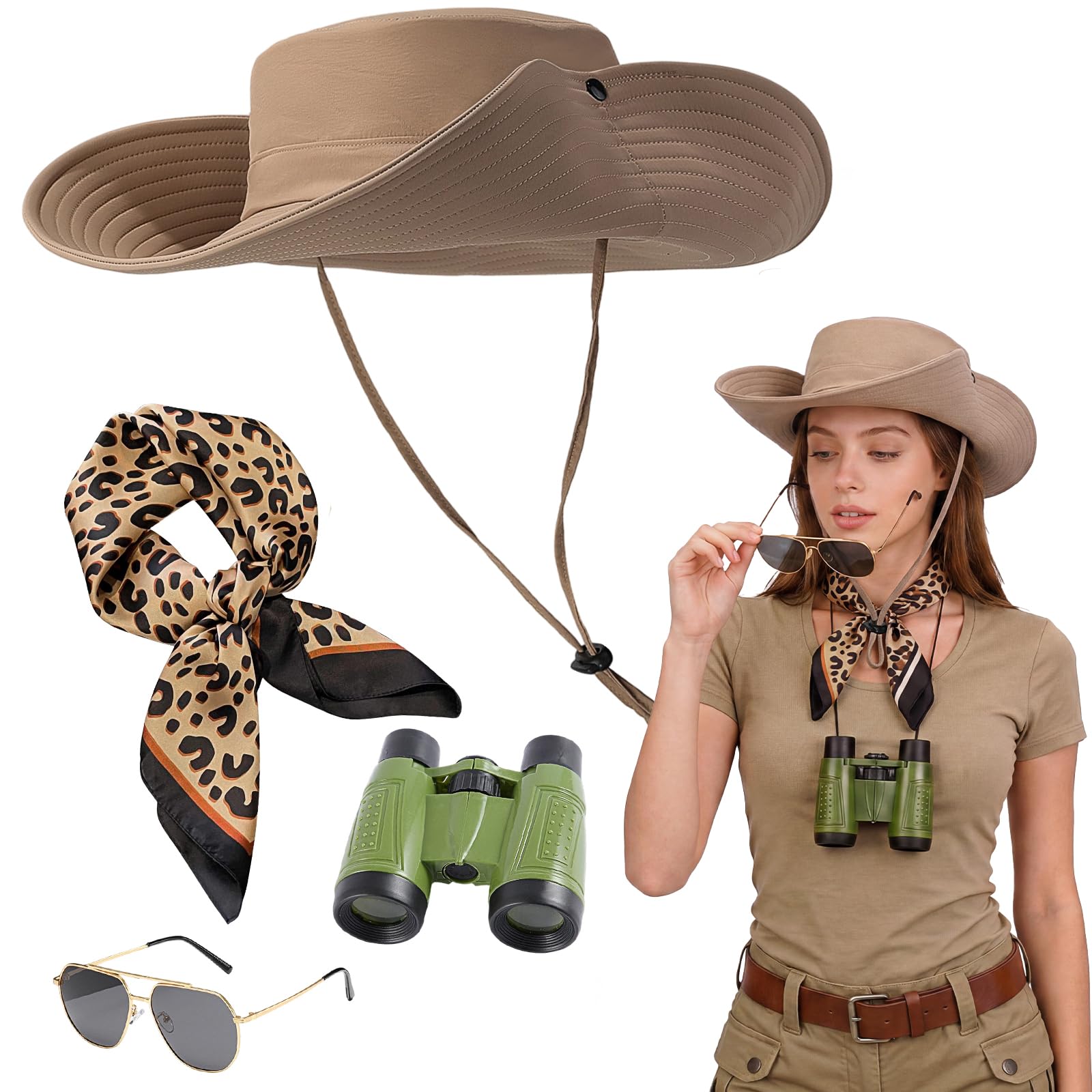 Sekepingo 4Pcs Women Safari Costume, Zoo Keeper Costume
