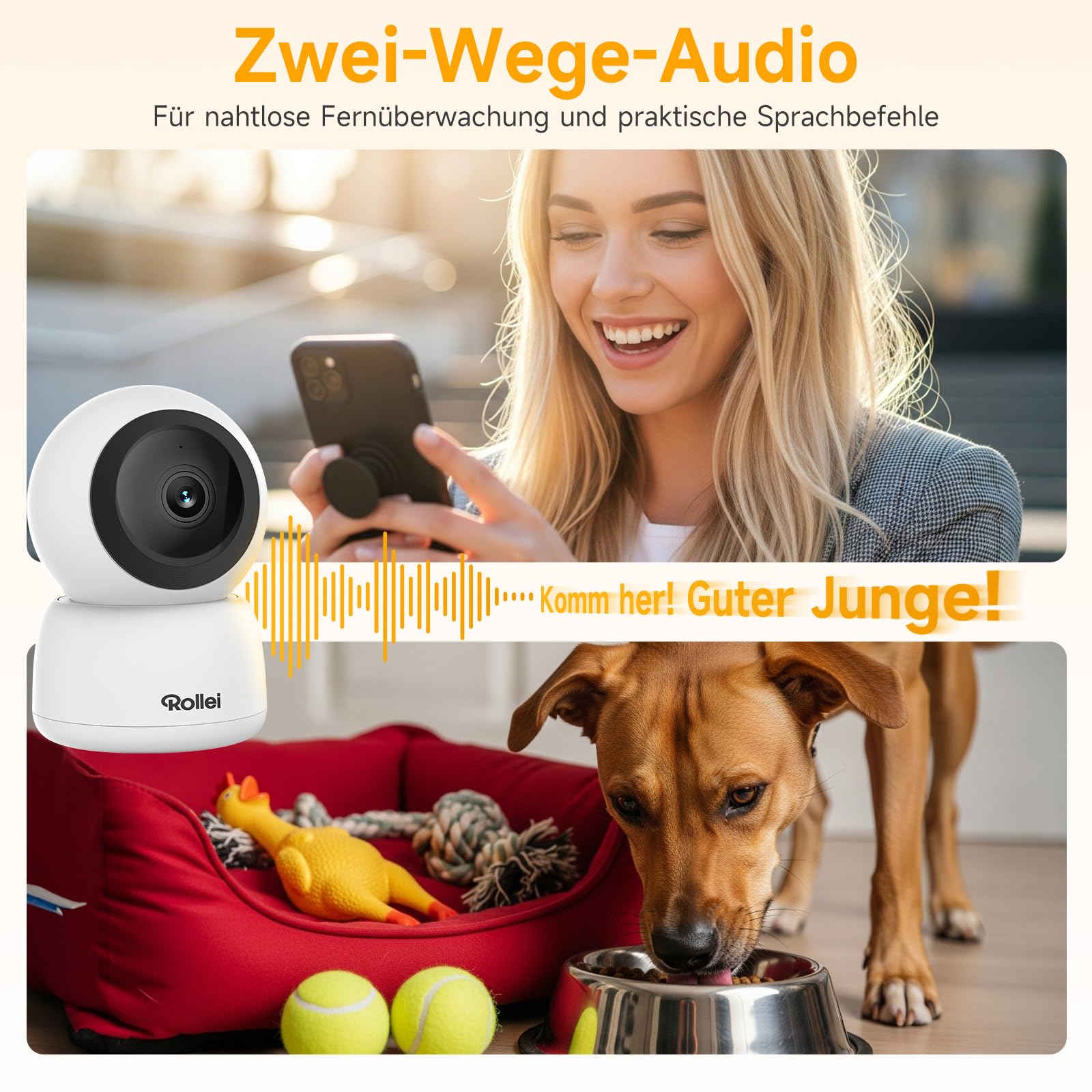 Rollei Überwachungskamera Innen 360° Indoor Security Cam Kamera Überwachung