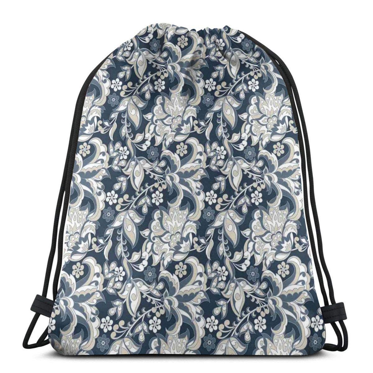 DPASIi Drawstring Shoulder Backpack Travel Daypack Gym Bag Sport Yoga,Floral Illustration Oriental Eastern Style With Traditional Influences,5 Liter Capacity,Adjustable.