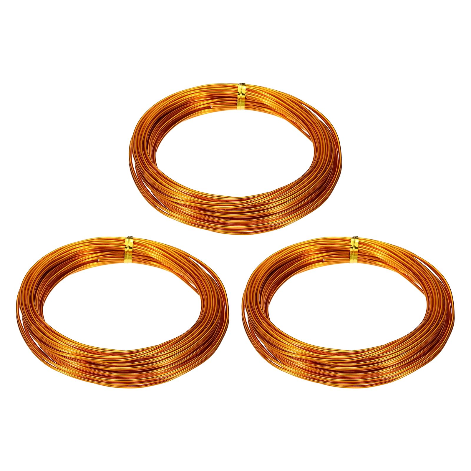 sourcing map 3 Roll Bonsai Wire 1.5mm Each Roll 32.8ft (10m) Anodized Aluminum Bonsai Wire for Gardening Tree Branch Fixing DIY Crafting, Gold