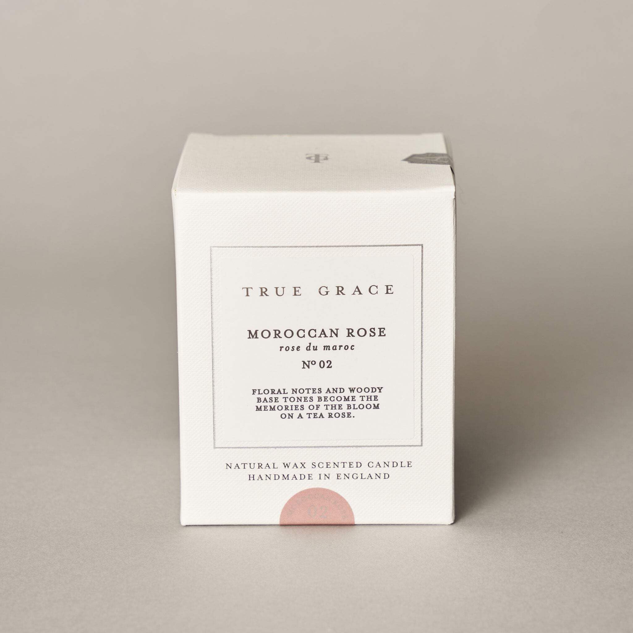 True Grace Moroccan Rose Classic Candle-Floral Luxury Scent, Natural Wax, 40hr Burn (190g), Clear
