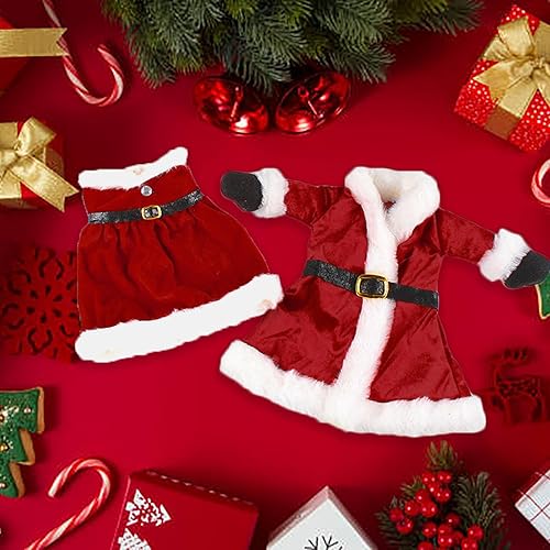 Miniatura 4 de Majurphy Decoración de la cubierta de la botella de vino del vestido rojo de felpa de Navidad, bolso de la botella de vino del muñeco de nieve de