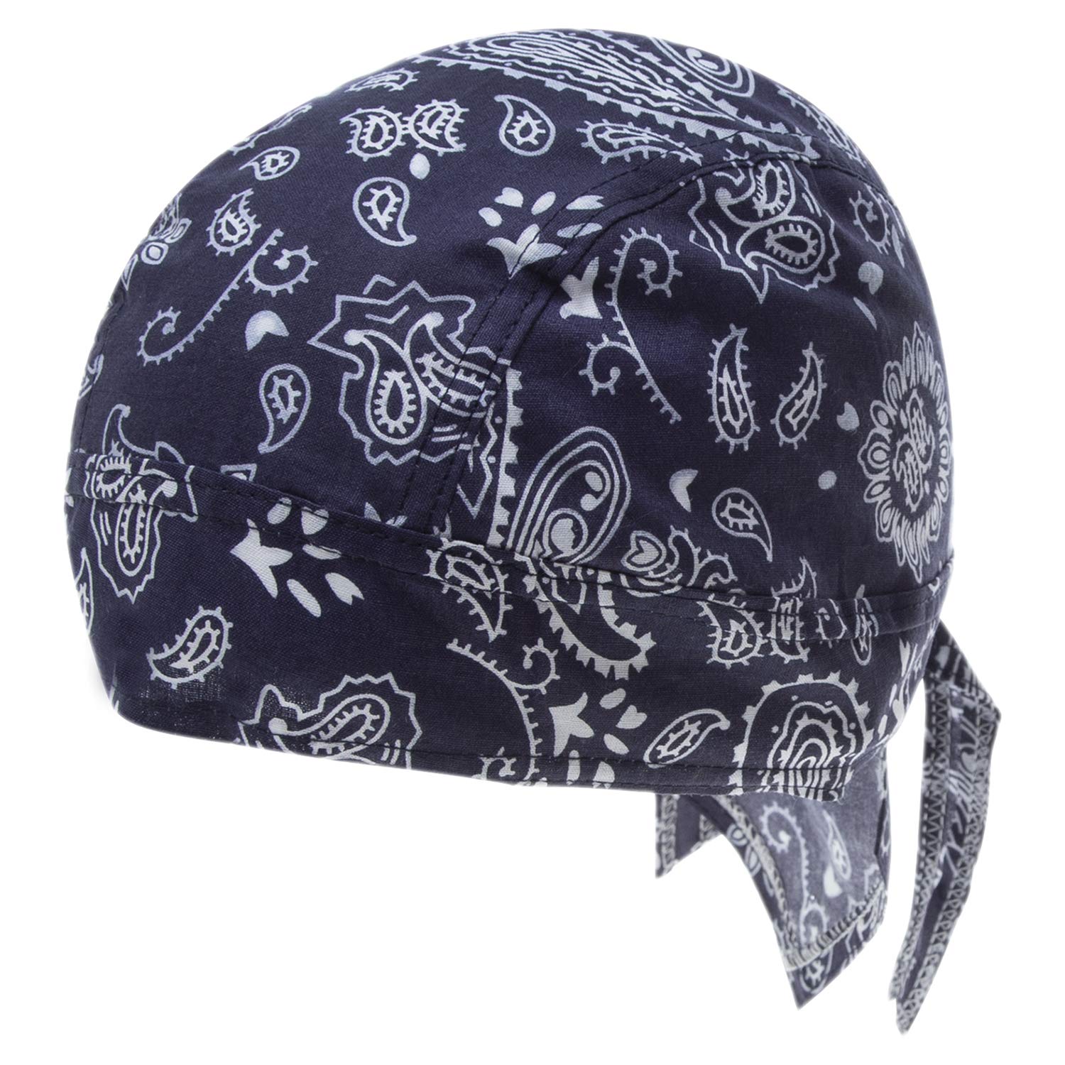 Bandana.com Navy Blue Paisley Doo Rag. Outdoor Essentials Head Wrap 100% Cotton