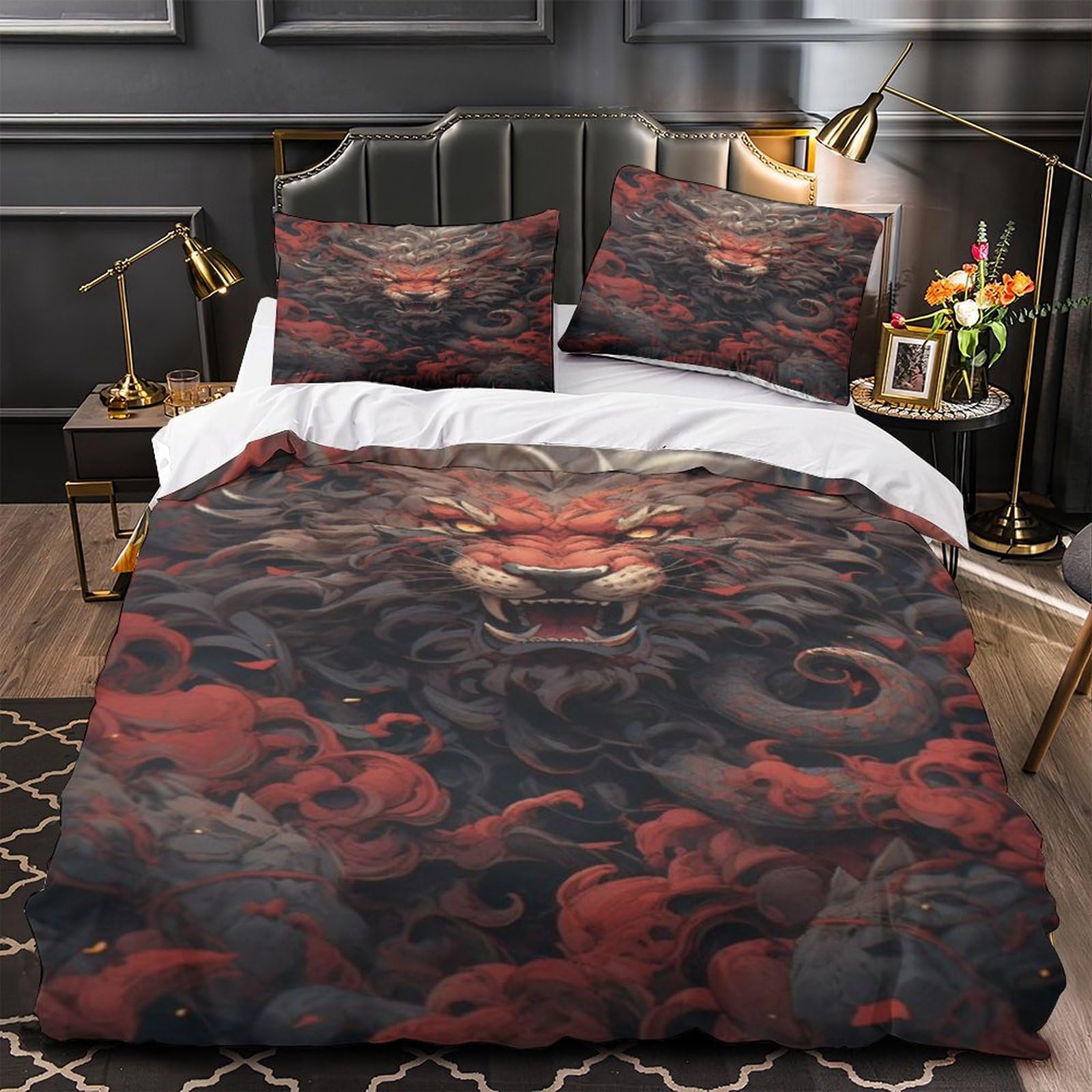 Housse de couette lion 3D le cadeau idéal de parure de lit pour enfants et ados