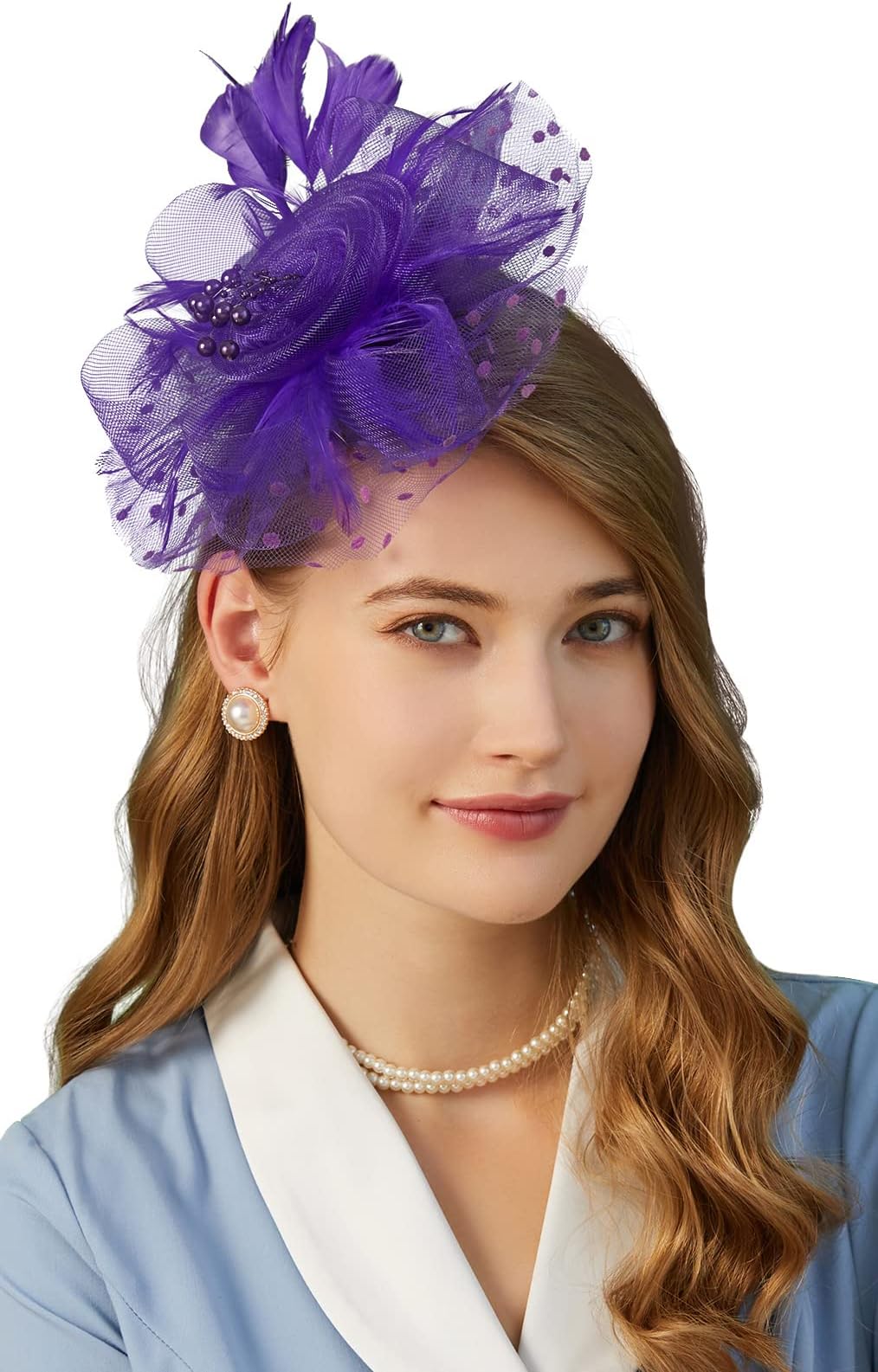 Cizoe Fascinators Hat for Women Tea Party Headband Kentucky Derby Wedding Flower Cocktail Mesh Feathers Hair Clip