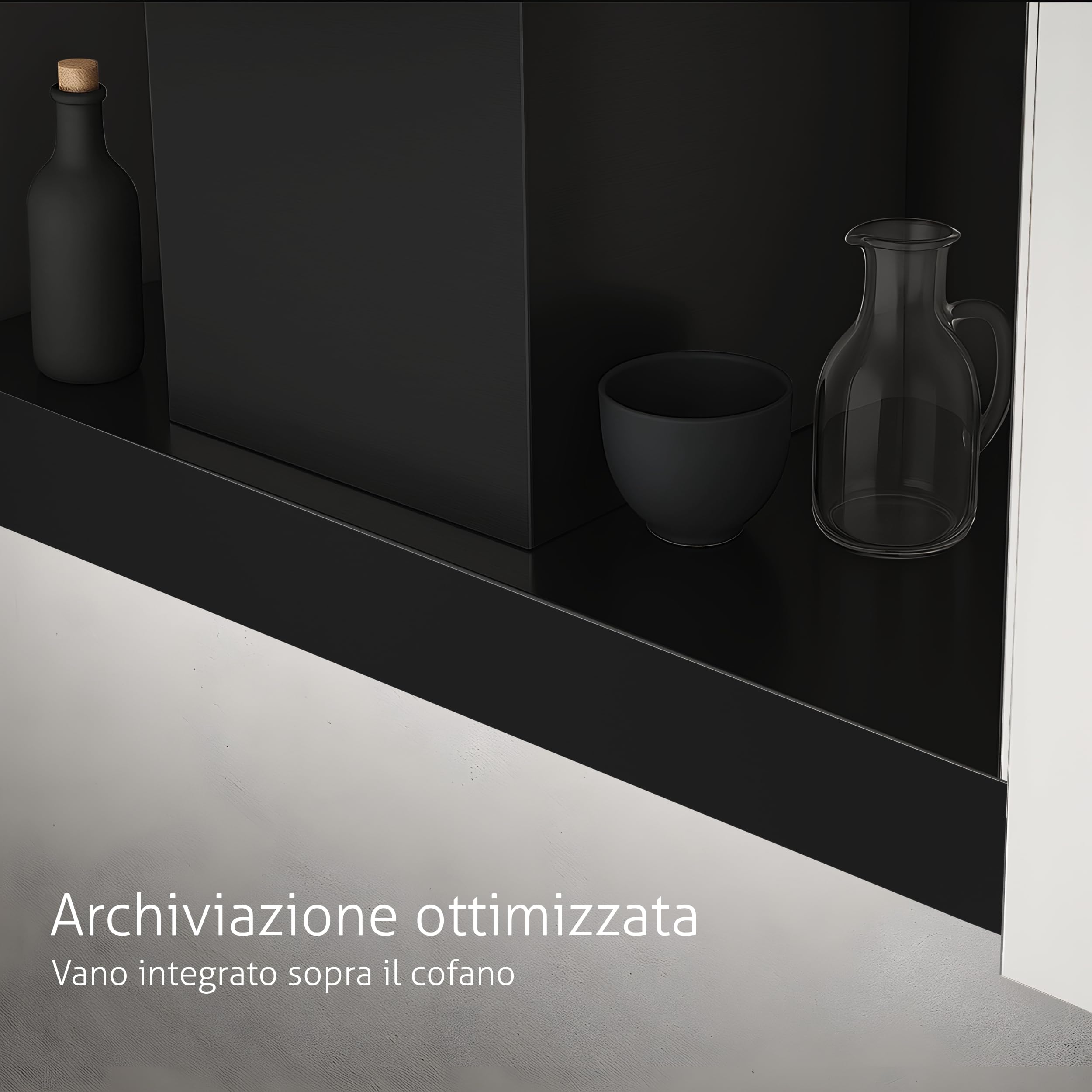 Cappa Aspirante da Incasso Kompatic Yara 60 KPYR60BIB, 60 cm, 800 m³/h, Classe A+, Gesture e Touch, Telecomando, No Drip, LED Regolabile, Nero