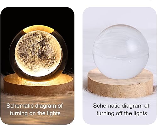 Miniatura 4 de DNIEBW Sistema Solar 3D Bola de Cristal Luz Nocturna para Niños Bola de Vidrio Lámpara de Noche con Base de Madera Decoración Fantasía Bola Crsytal