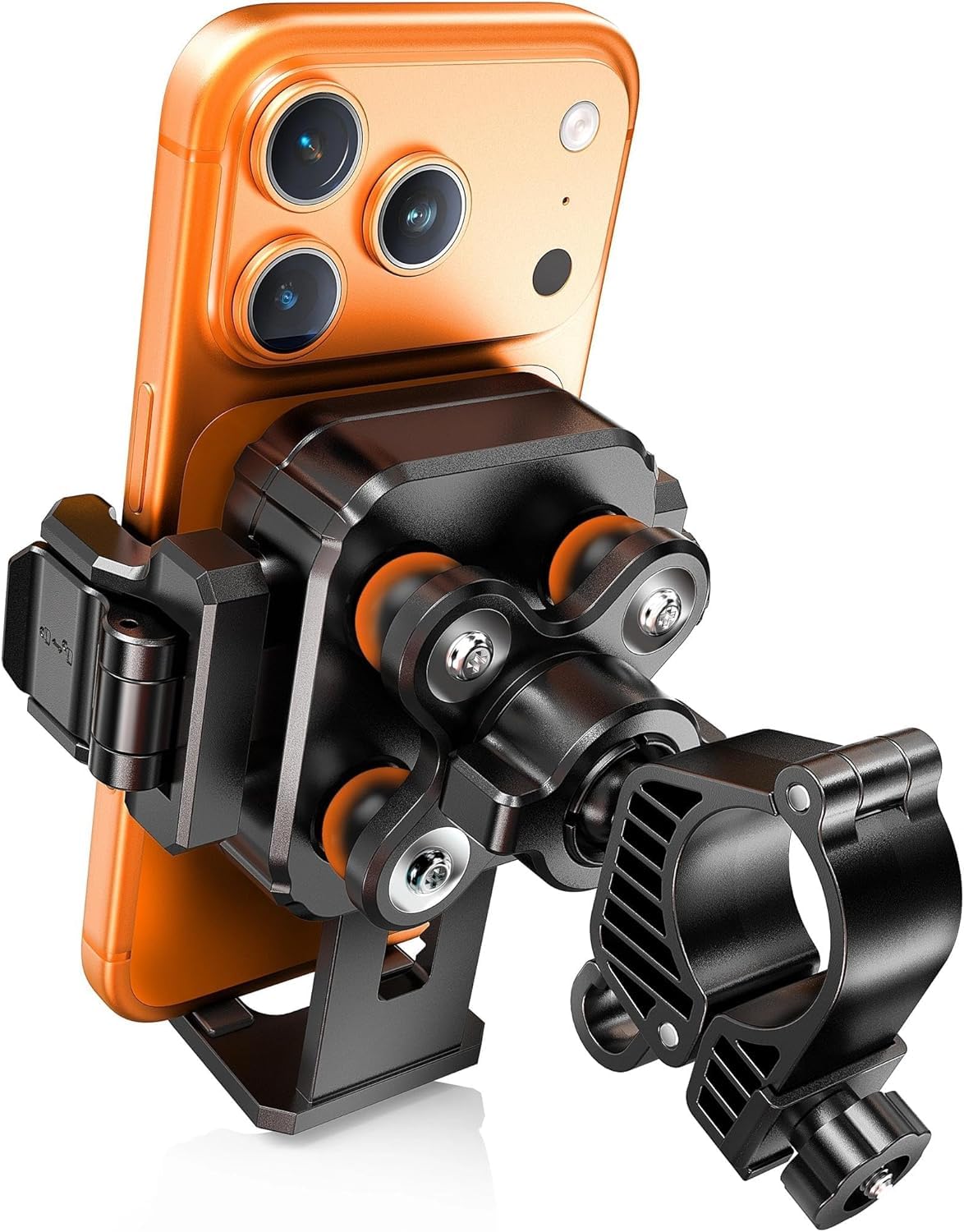 Motorcycle Mobile Stand, Anti-Vibration and Anti-Theft Bike Mobile Holder, Quick Release and 360° Rotation for iPhone 13-17 S-Pro, Samsung, Xiaomi, 4.0"-7.0" Smartphone.