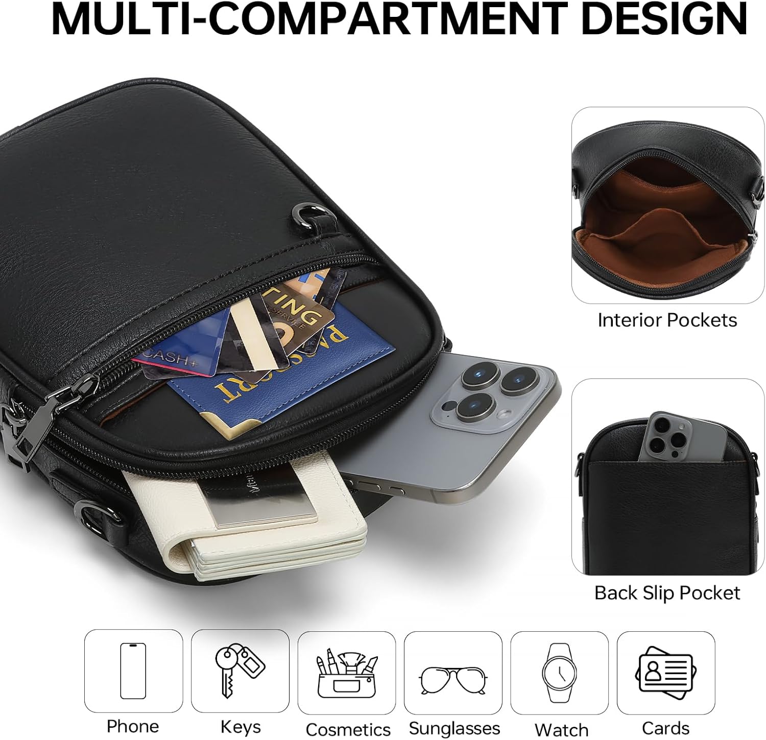 GEMIU Small Crossbody Bags for Women Trendy, Vegan Leather Cross Body Purse, Shoulder Cell Phone Purse with Built in Wallet - Image 3