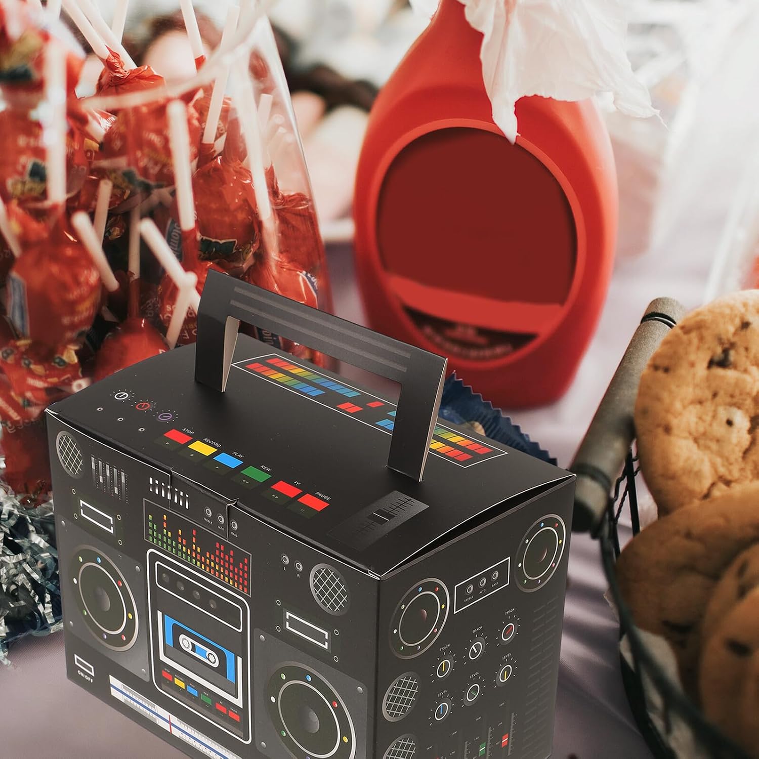 jojofuny 6pcs Retro Radio Shape Paper Candy Boxes Party Decor Supplies Vintage Treat Favor Storage for Birthday Celebration image 5