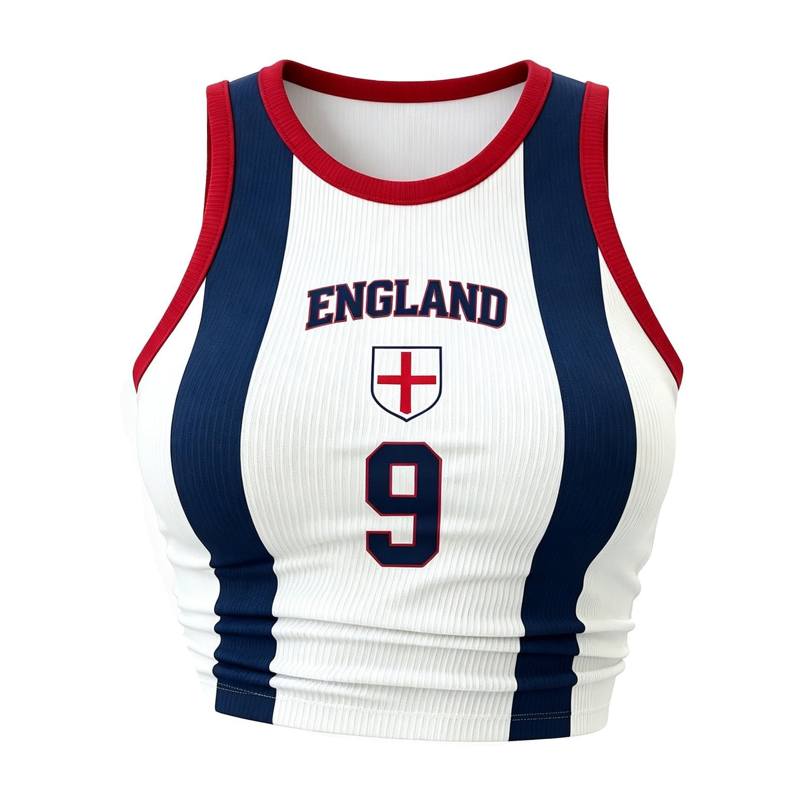 Crop Tops for Women 2026 England Football Shirt Team Graphic Sleeveless Racerback Ribbed Cropped Tank Top Casual Wear Perfect Present for Football Lovers Match Day Outdoor Gatherings S-XXL