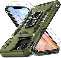 Vista 31 de DEERLAMN Funda para iPhone Air de 6.5 pulgadas con cubierta deslizante para cámara + protector de pantalla (2 paquetes), soporte de anillo giratorio