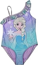Disney Frozen Girls Glitter Ruffle Swimsuit - Lilac Elsa Frozen