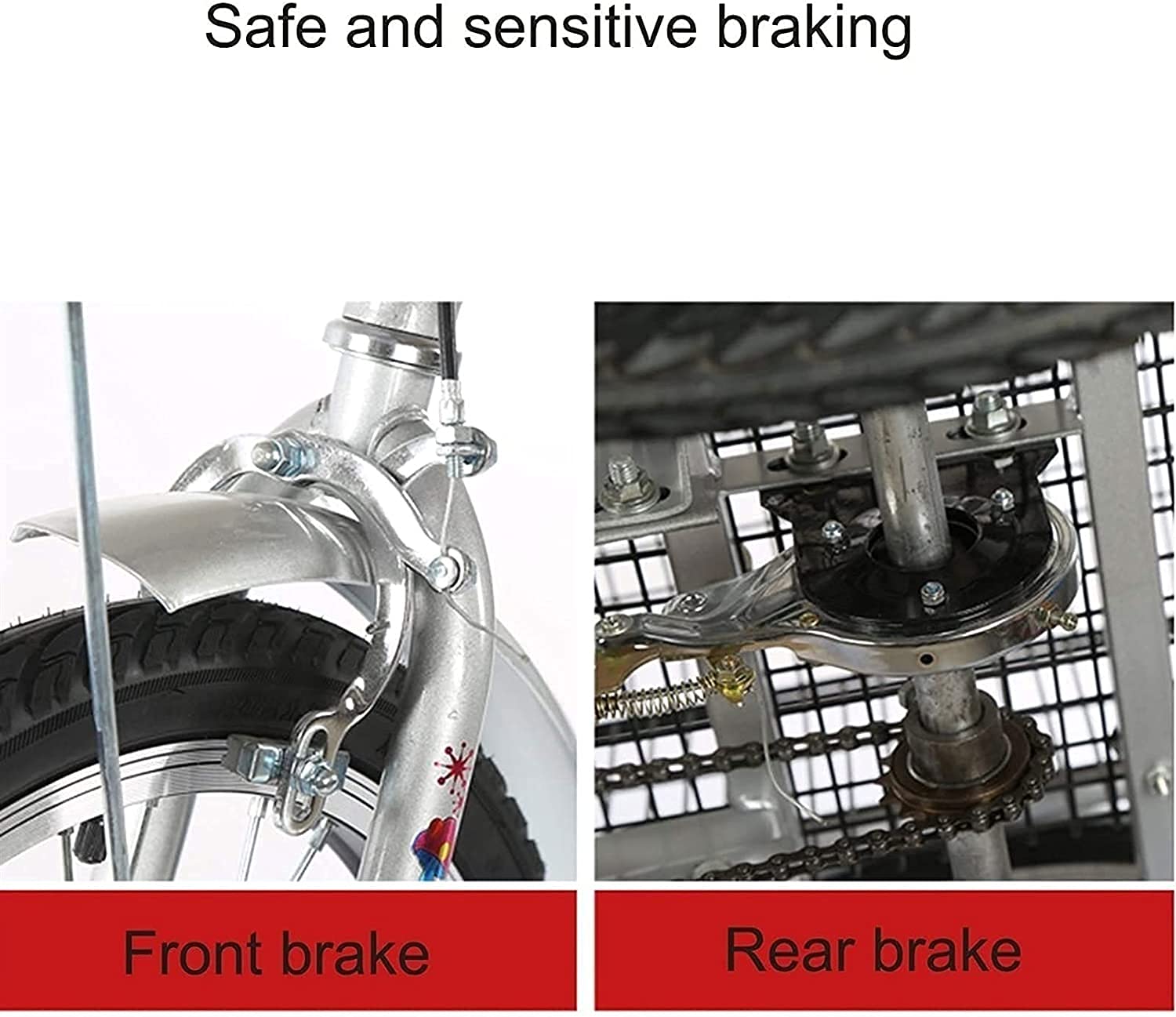 PAGOIAAR Adult Cargo Tricycles Beach Cruiser Bikes Shopping 3-Wheel 1 Speed Adult Tricycle with Baskets for Shopping Men Women, Seniors Three-Wheeled Bicycles with Backrest