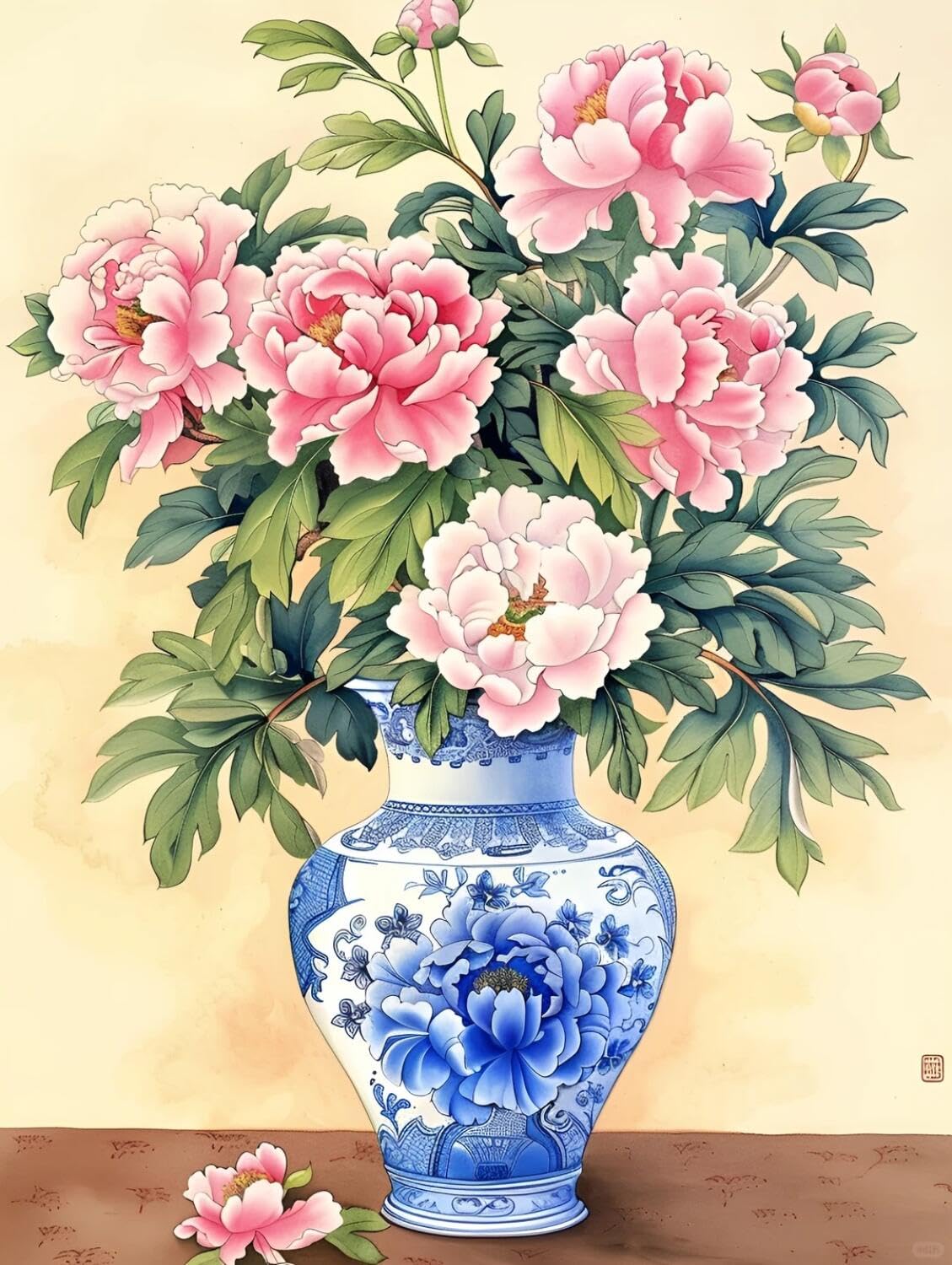 Rqwybcaxn Bead Cross Stitch Kits Peonies in a vase 40x50cm