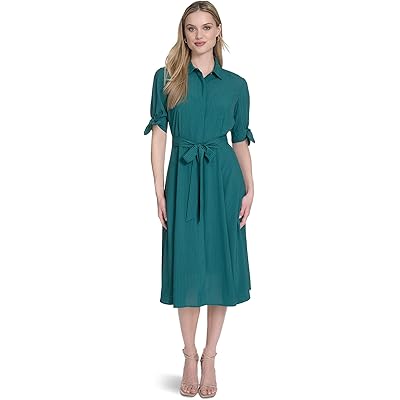 Платье Calvin Klein Chiffon Short Sleeve Shirt Dress