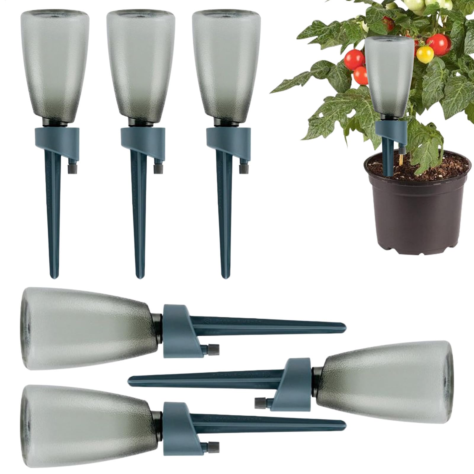 Lot de 6 pics d'arrosage pour , avec bouteille, goutteur automatique avec libération lente pour l'intérieur et l'extérieur, le balcon, la vie quotidienne, les vacances