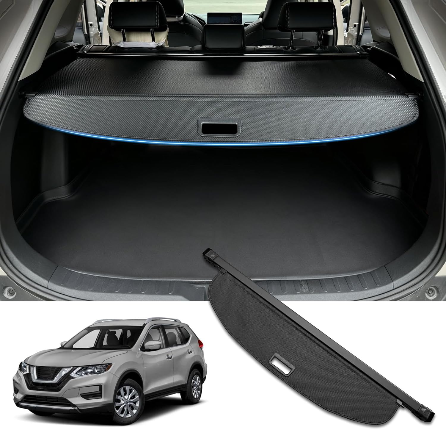 MIALUTY® Cargo Cover for 2014-2020 Nissan Rogue (Not Rogue Select and Sport) Retractable Trunk Cover Rogue Accessories Anti-Peeping Privacy Screen,Trunk Luggage Shield Shade Carbon Fiber Texture