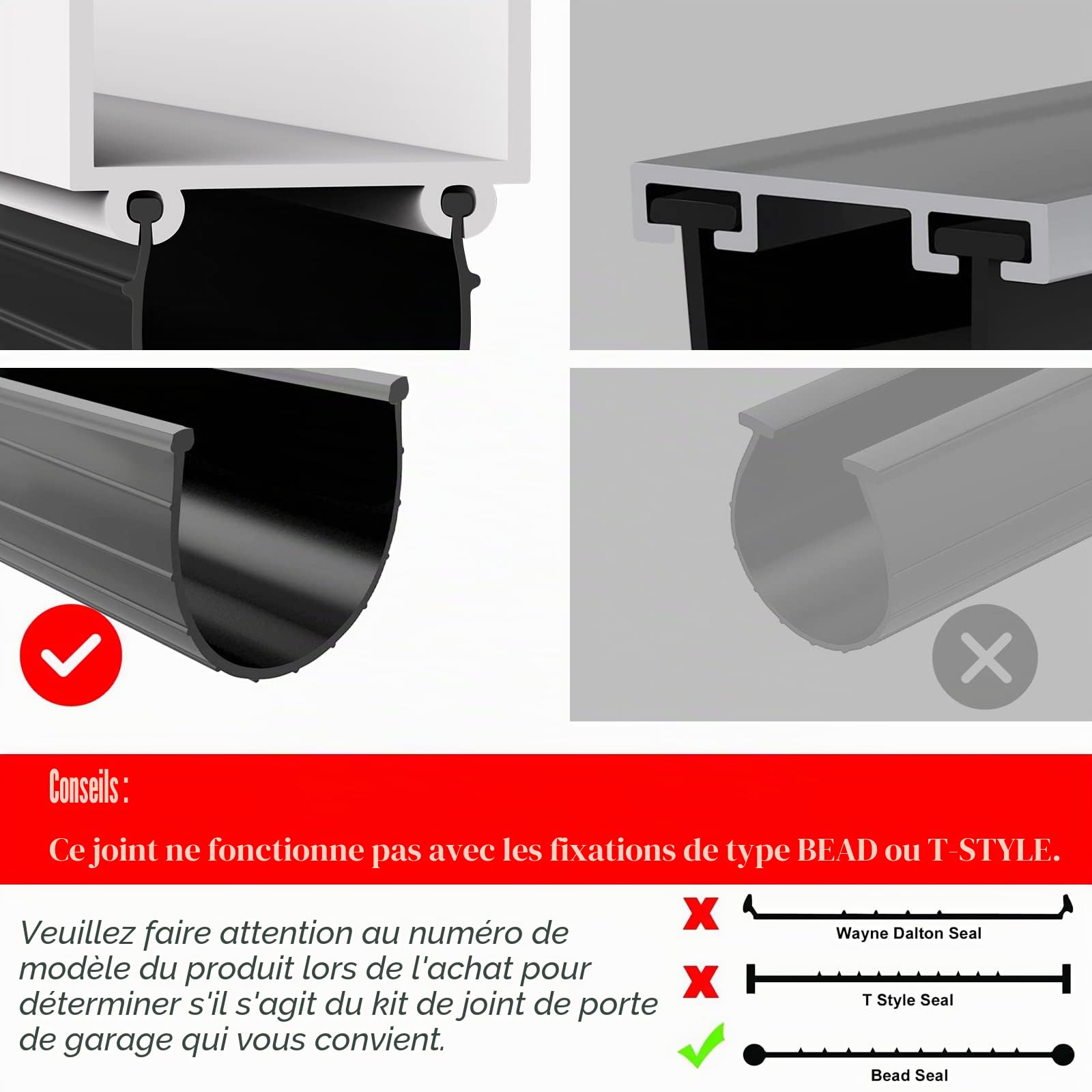 Wayne Dalton 154448 Joint d'étanchéité de bas de porte de garage pour portes de 4,9 m de large (4,9 m)