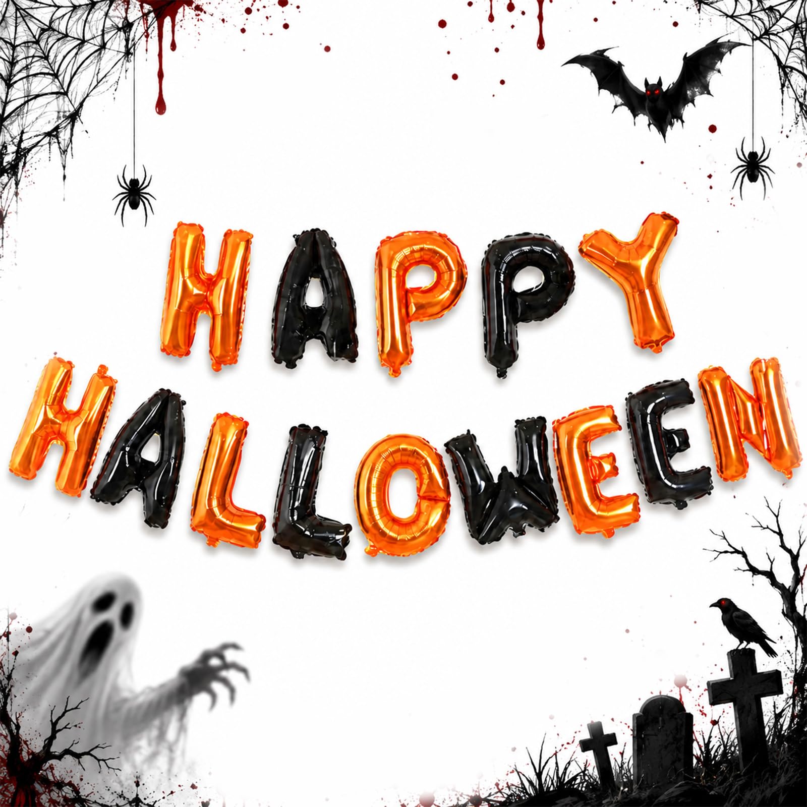Halloween Decorations Happy Balloon Banner Foil Letter Balloon Decor