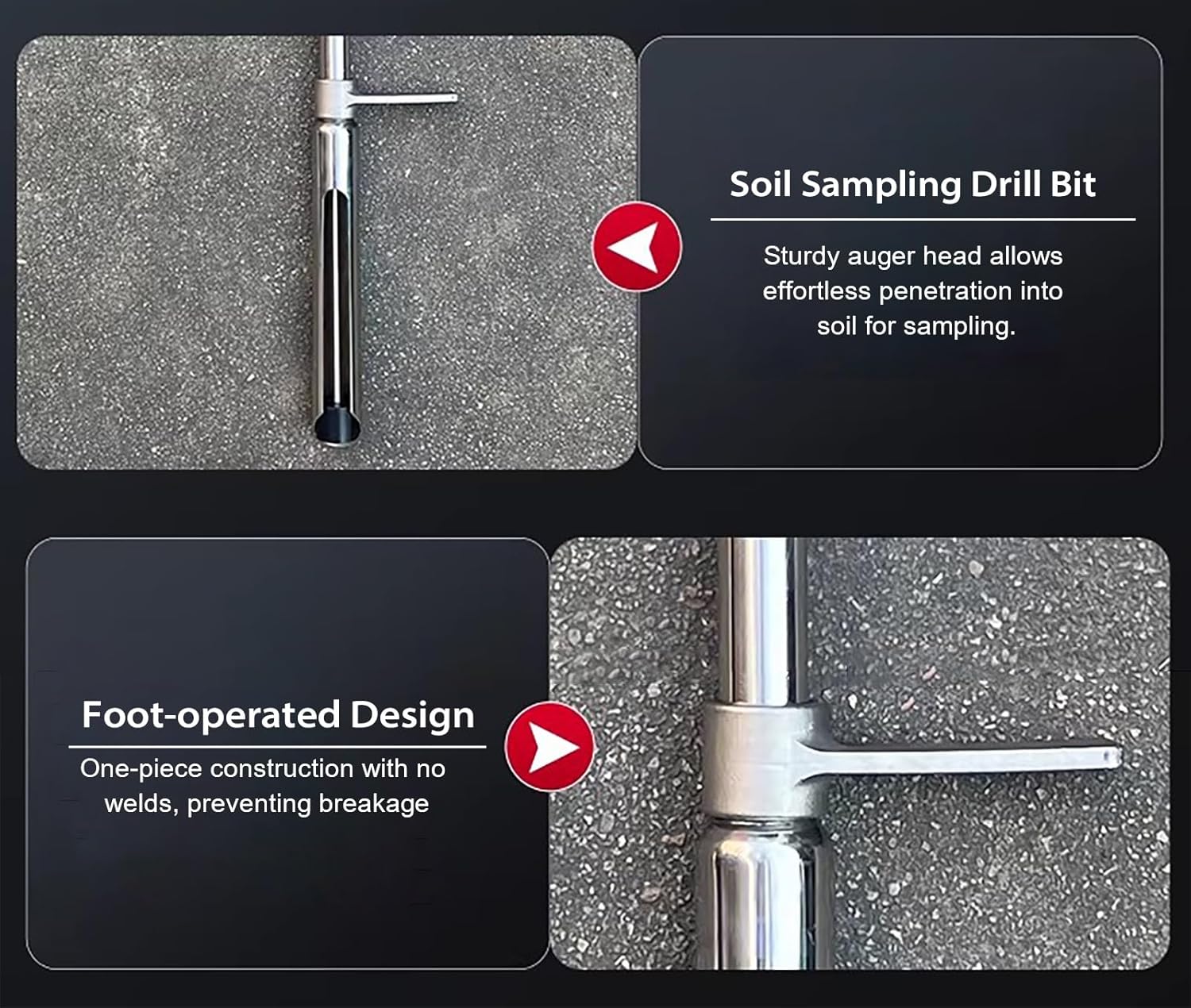 20/40 Inch Soil Sample Probe Sampling Tool, Metal Soil Sampler with Ejector and Foot Pedal, Tubular Soil Extractor for Plant Care/Agriculture(Dia-38mm(1 2/4"),L-0.5m/1.6ft)