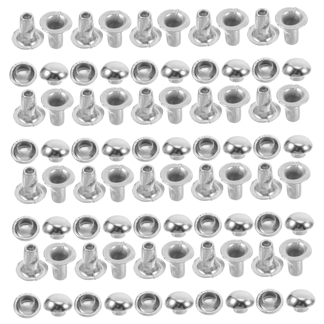 VILLCASE Remaches Metálicos Redondos Material Metálico Resistente en Forma de Hongo 100 de 6mm Estilo Punk Fáciles de Usar para Diy para Cinturones y Decoración