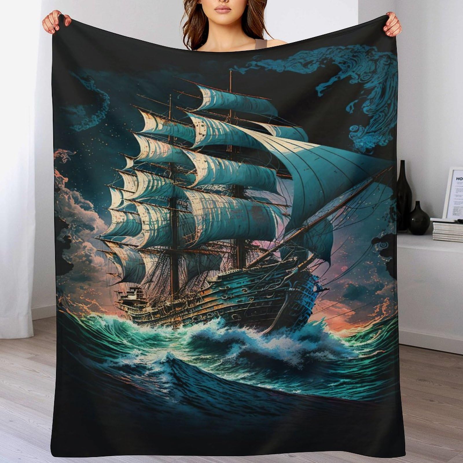 Couverture Pirate en flanelle ultra douce 100x130 cm pour lit et canapé
