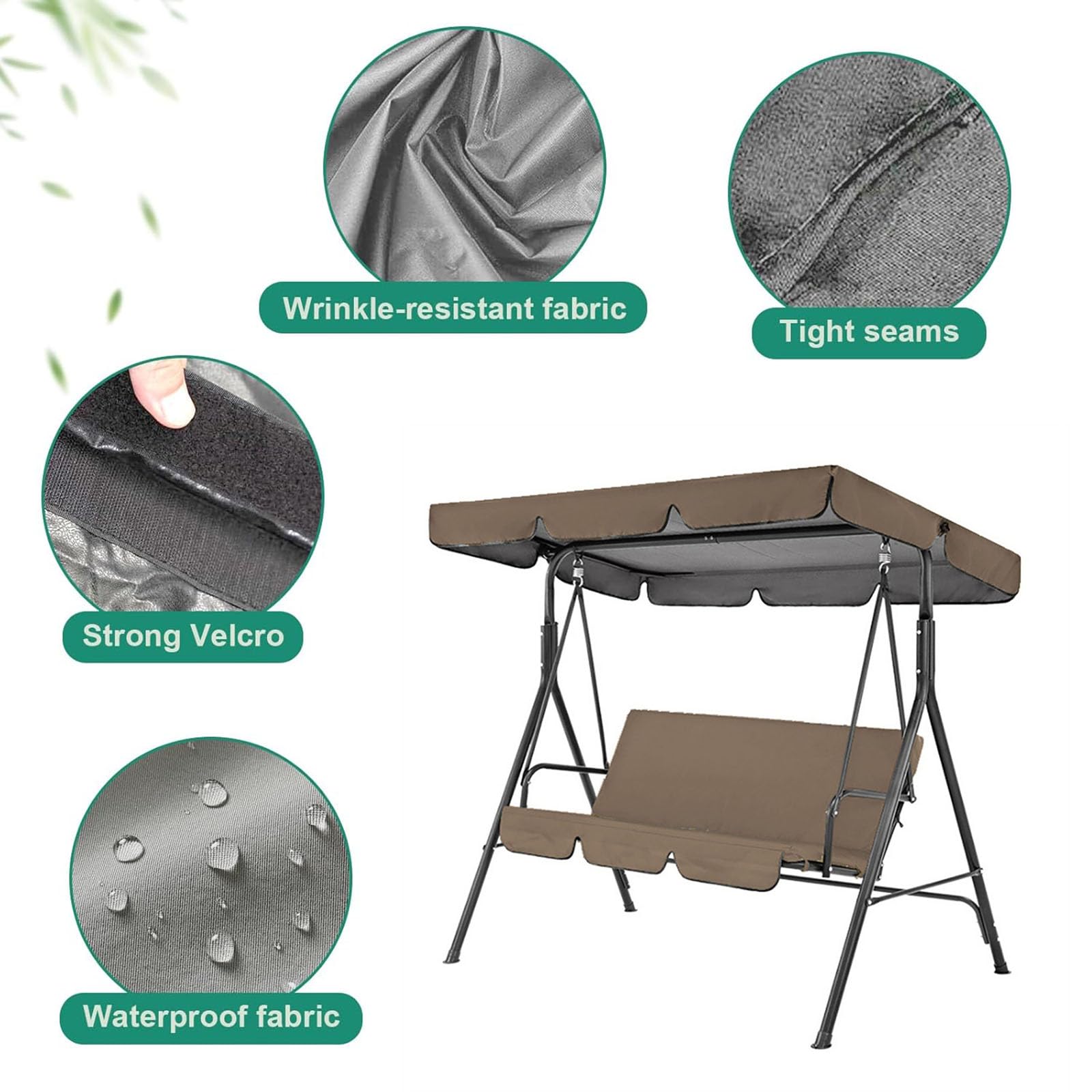 4,249x185x18cm,Tetto di Ricambio Universale per Dondolo da Giardino a 3 Posti, Copertura di Ricambio per Dondolo, Tettuccio Dondolo con Tetto Parasole E Tessuto Impermeabile Swing Canopy