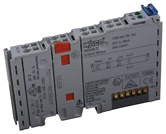 WAGO 750-554 12 BITS RESOLTUION, 2 Channel, 4-20 MA, 5 VDC, 500 V, Analog Output Module, DIN Rail MOUNTING