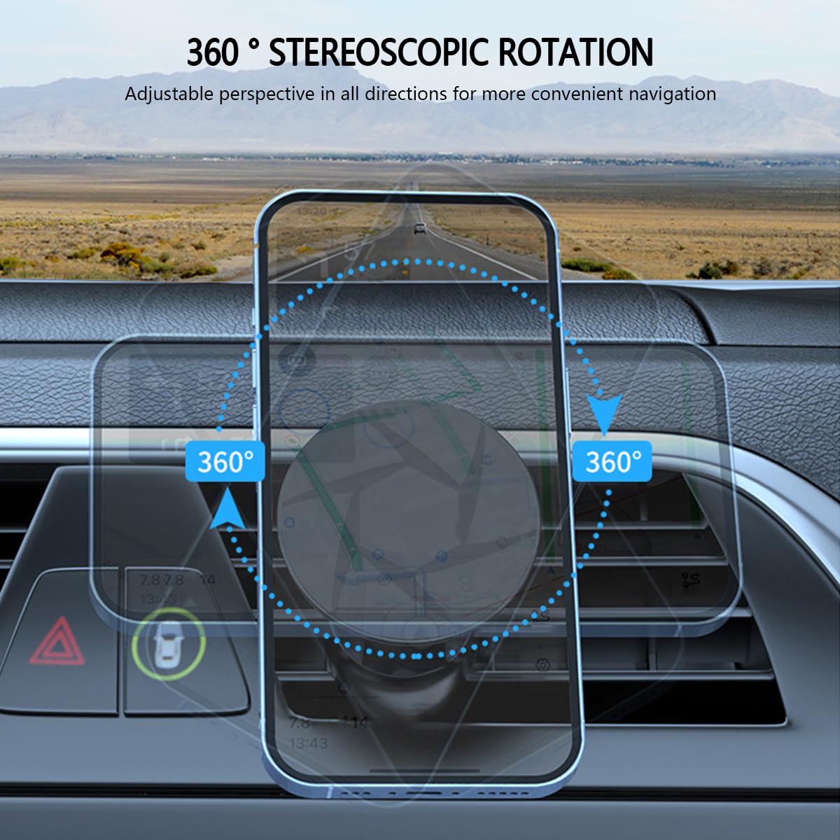 Mandark Soporte magnético para teléfono de coche, rotación de 360°, soporte para rejilla de ventilación automática, soporte para teléfono celular, accesorios universales para RV, SUV, camión