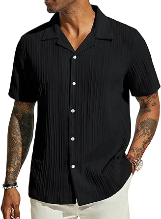 PJ PAUL JONES Men's Casual Short Sleeve Button Down Shirt - Summer Pocket Shirt