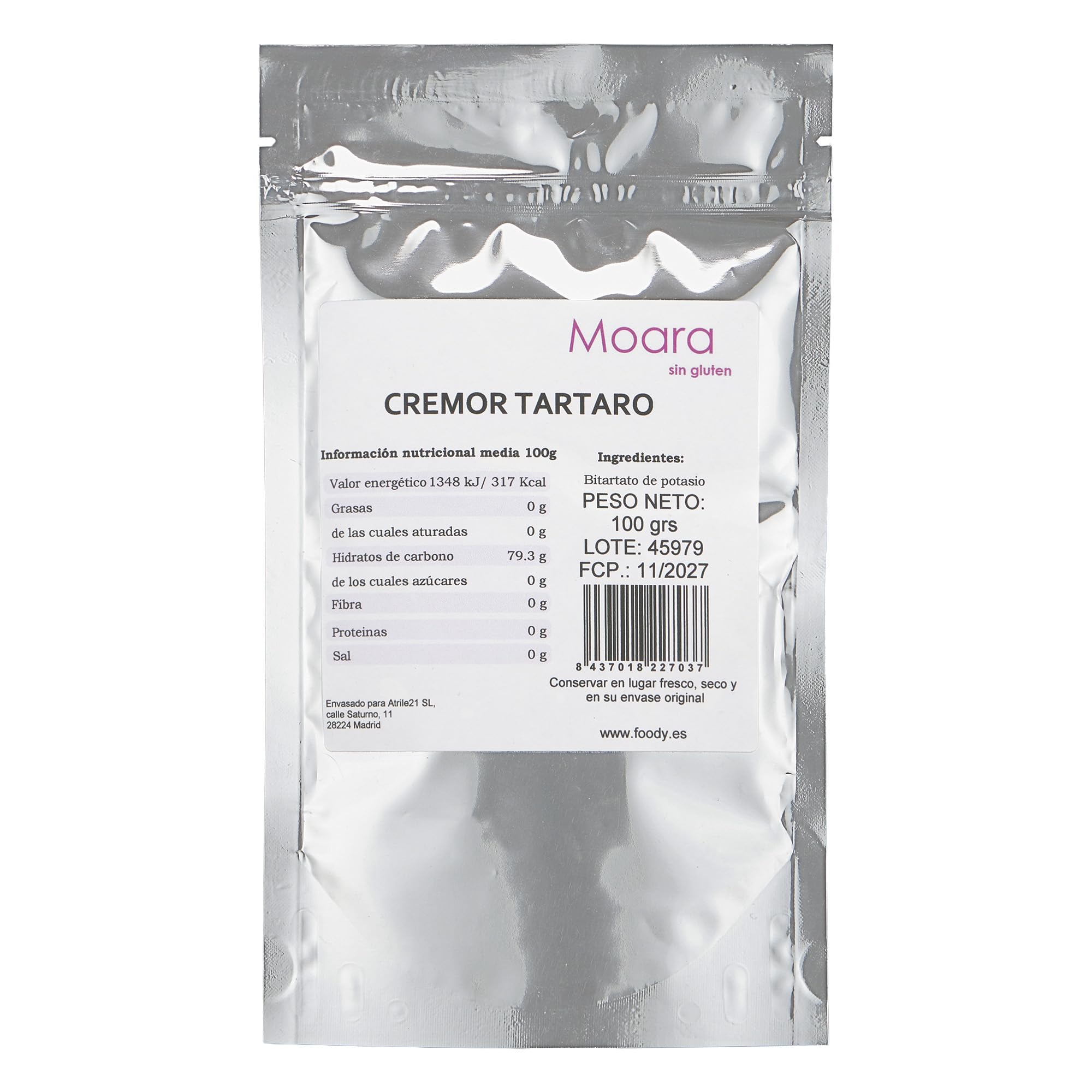 Cremor Tártaro Moara 100g 100% Natural | Sustituto de Levadura Química | Sin Gluten, Vegano, Keto | Estabilizador para Repostería y Merengues
