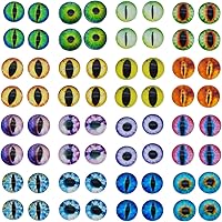 Vista 5 de Julie Wang 50 piezas de ojos de dragón de cristal de 0.236 pulgadas (0.236 in), pequeño camafeo de cabujón de parte trasera plana para joyería