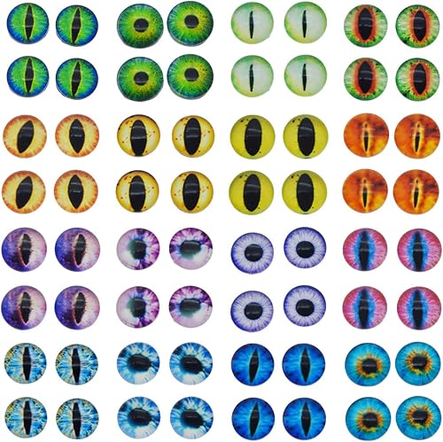 Miniatura 5 de Julie Wang 50 piezas de ojos de dragón de cristal de 0.236 pulgadas (0.236 in), pequeño camafeo de cabujón de parte trasera plana para joyería,
