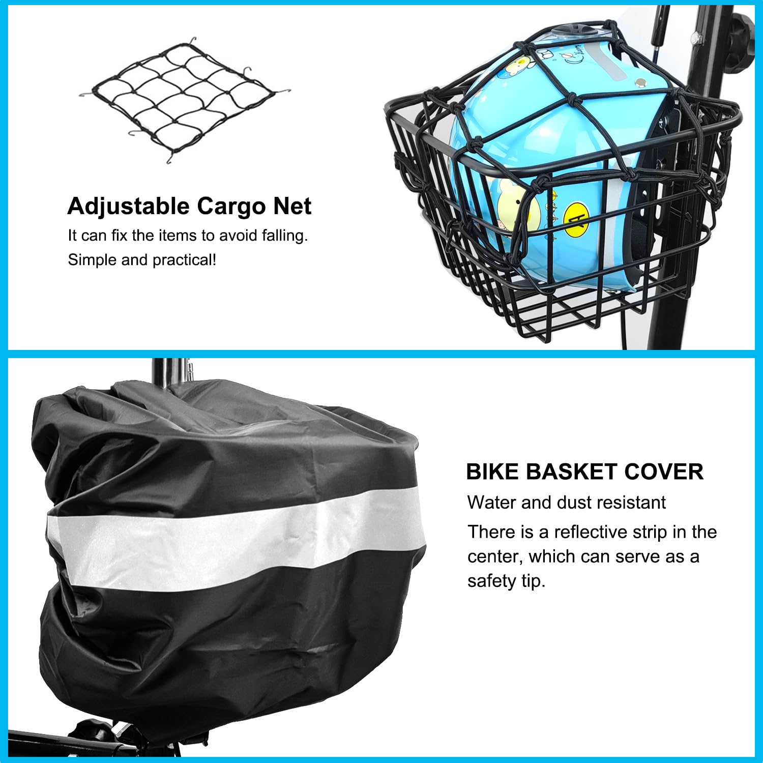 Cesta de bicicleta con red de carga y cubierta, cesta de scooter con soporte fijo, cesta de bicicleta eléctrica de metal para bicicleta eléctrica Jetson, scooter, scooter de rodilla y bicicleta