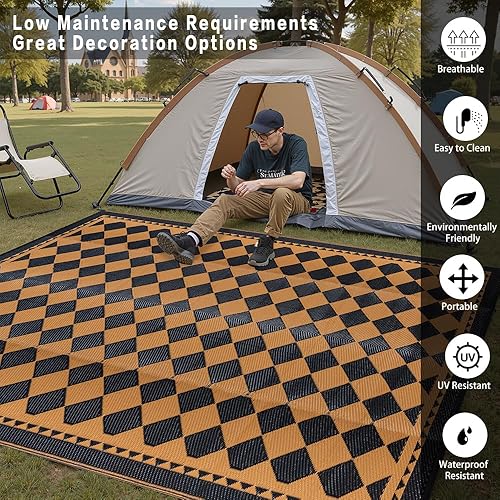 Miniatura 162 de HUGEAR Alfombra de exterior para patios, impermeable, alfombra de exterior grande, hecha de paja de plástico reversible, para campamento, caravana