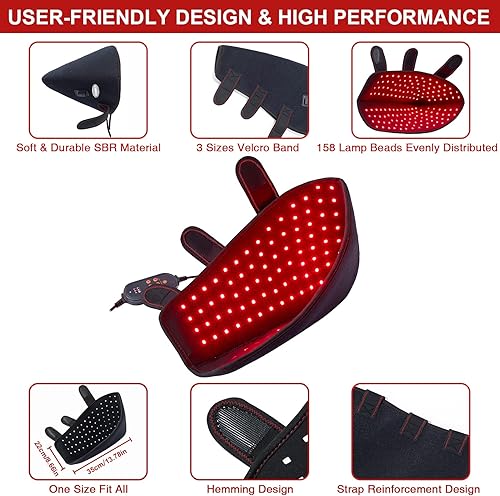 Miniatura 7 de CAMECO Terapia de luz roja e infrarroja para pies, dispositivo de terapia de luz roja LED de 660 nm y 850 nm con modo de pulso, temporizador y