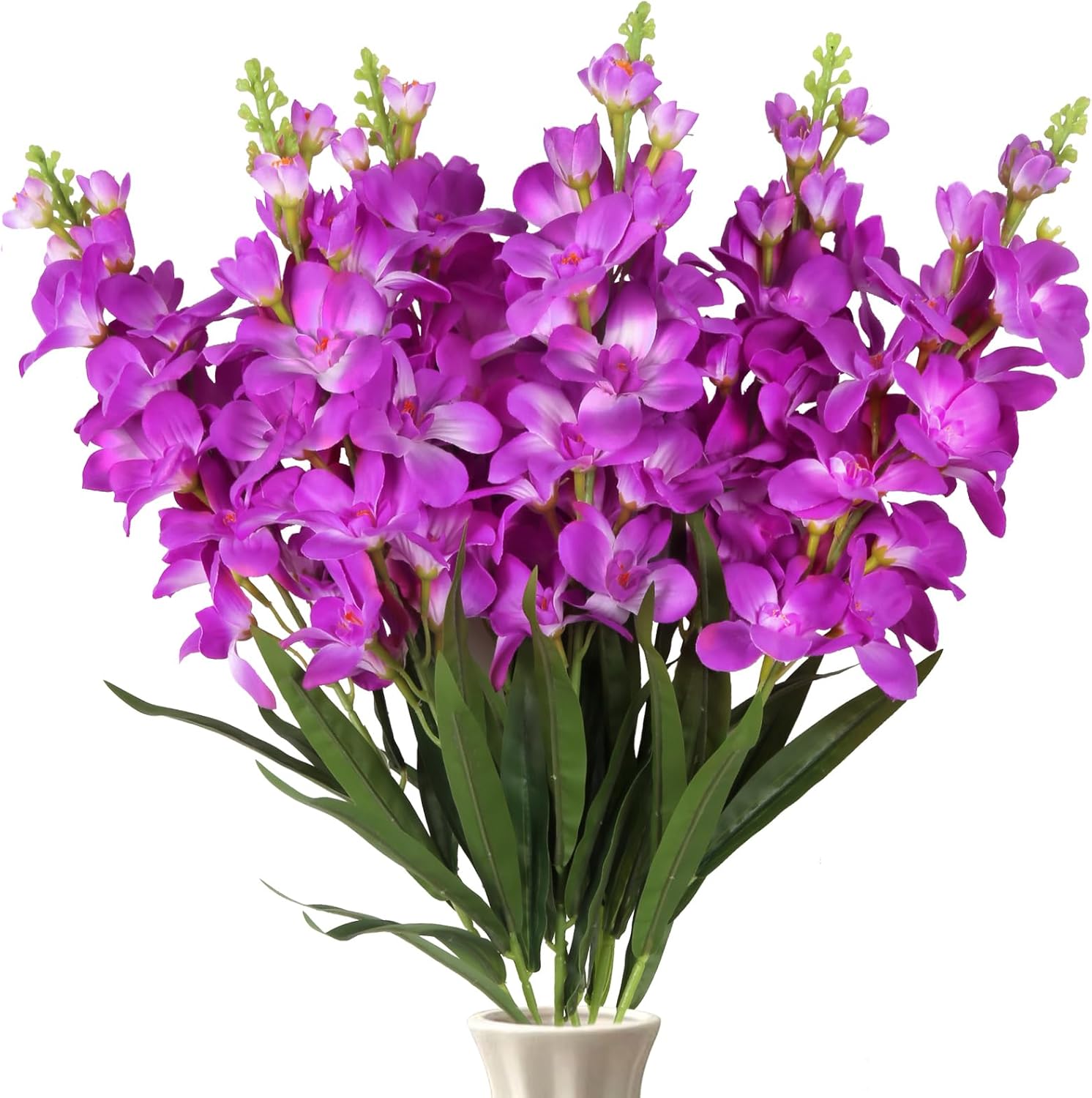 Delphinium Artificial Flowers,6PCS Hyacinth Artificial Flowers Fake Snapdragons Long Stem Flowers for Tall Vase Wedding Party Table Centerpieces Home Decor(Fuchsia)
